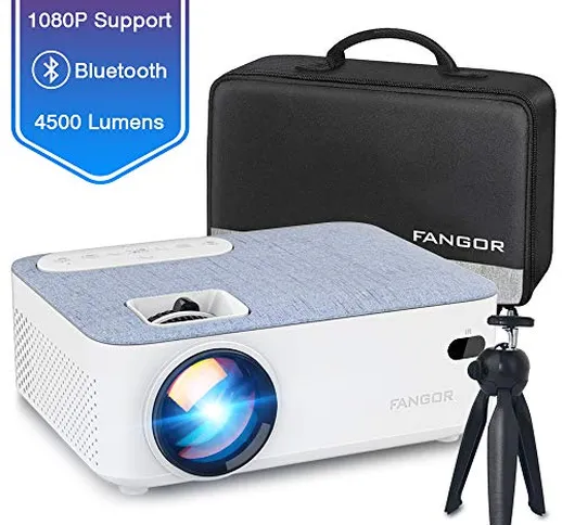 Proiettore,FANGOR Mini Proiettore Portatile 4500 Lumen Mini Videoproiettore Portatile Supp...