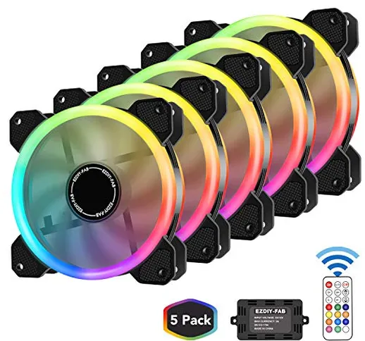 EZDIY-FAB RGB Ventola Ultra Silenziose per Case 120 mm, con LED, Dissipatori di Calore e R...