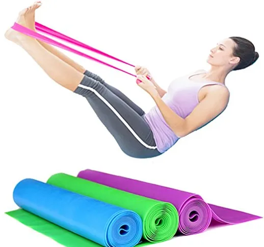 Set di 3 bande elastiche in gomma per fitness, da 150 x 15 cm, bande di resistenza per yog...