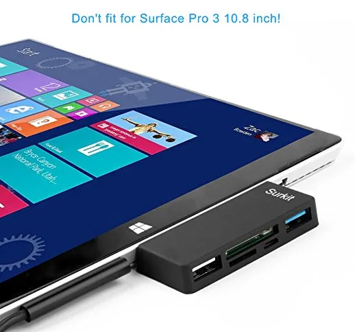Surface Pro Hub Adapter lettore di schede, ad alta velocità USB 3.0 per i trasporti e USB...