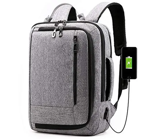 Zaino per computer portatile, borsa per computer da viaggio con porta di ricarica USB, bor...