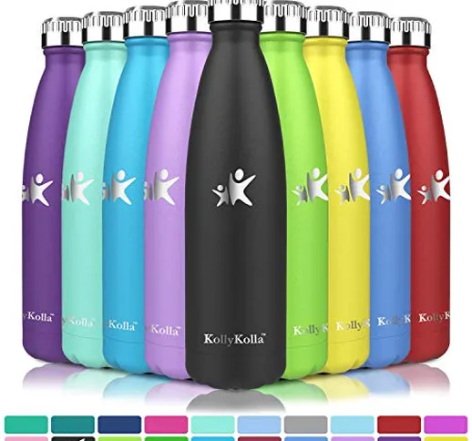 KollyKolla Bottiglia Acqua in Acciaio Inox, 750ml Senza BPA Borraccia Termica, Isolamento...