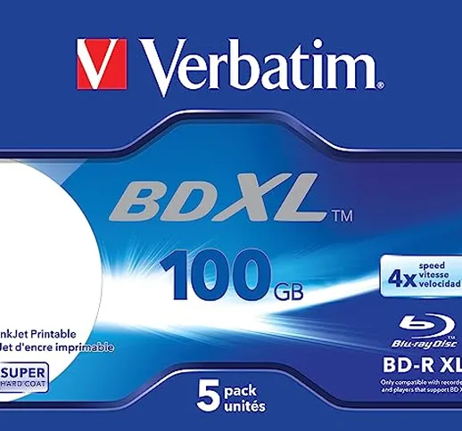 Verbatim - BD-R XL 100 GB 4x - ampia superficie stampabile a getto d'inchiostro - confezio...