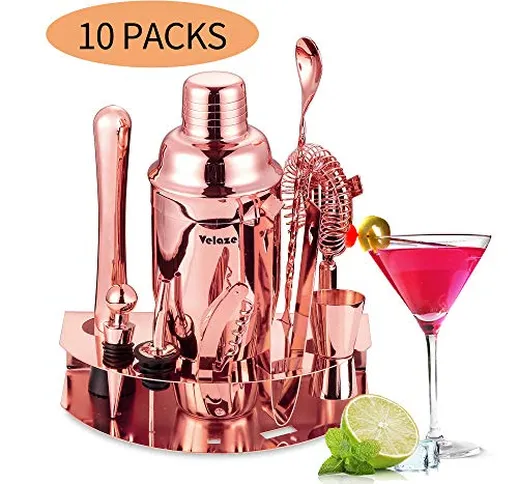 Velaze Set Shaker Cocktail, Cocktail Shaker Set Professionale Kit da Barman in Acciaio Ino...