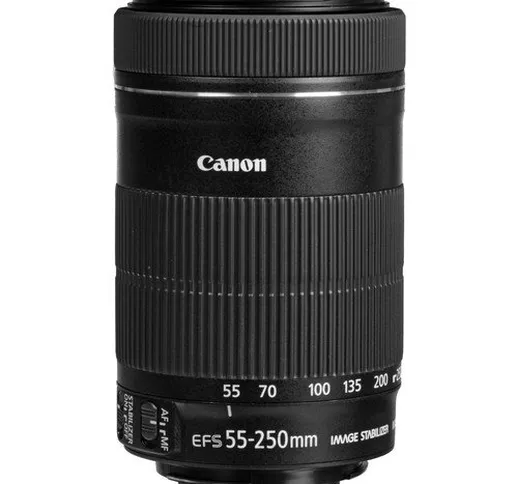 Obiettivo Canon EF-S 55-250 mm F4-5.6 IS STM per fotocamere reflex Canon, confezione bianc...