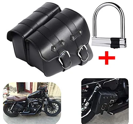 1 paio di borse laterali da motocicletta laterali in pelle PU per motociclisti