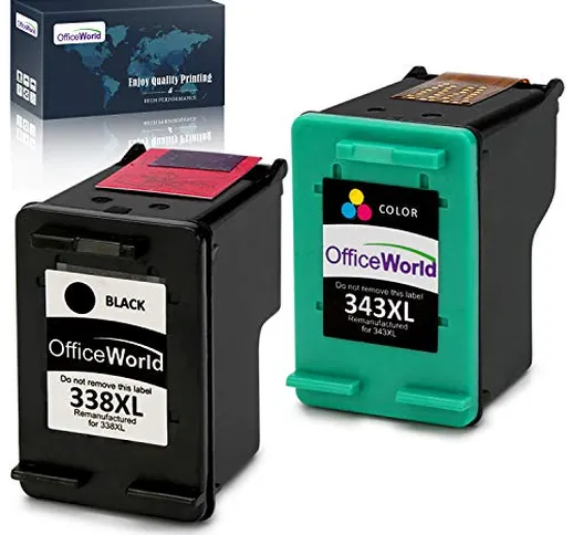 OfficeWorld Remanufactured HP 338 343 Cartucce d'inchiostro Compatibile per HP Photosmart...