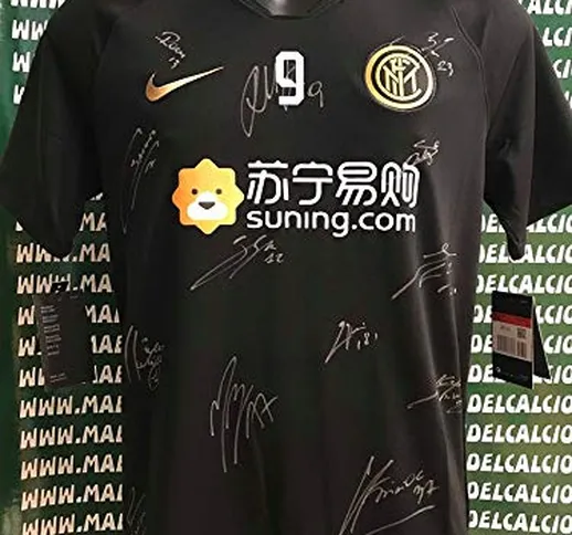 MAESTRI DEL CALCIO Maglia Allenamento Nero Oro “Lukaku 9” Autografata F.C. Inter 2019/2020...