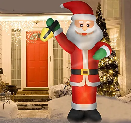 ROCKY&CHAO 240CM Natale Gonfiabile All'aperto Babbo Natale LED Gigante Gonfiabile Babbo Na...