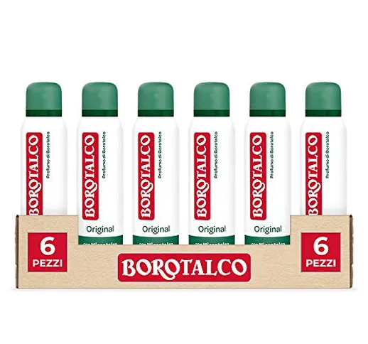 Borotalco, Deodorante Spray Original con Microtalco, Assorbe il Sudore, Senza Alcool, Pell...