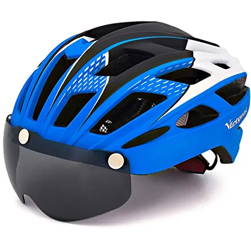 VICTGOAL Casco da Bici Casco da Mountain Bike con Occhiali Protettivi Magnetici Rimovibili...