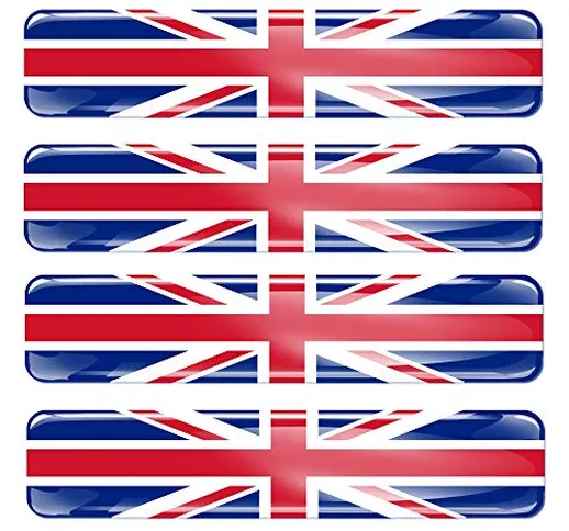 Biomar Labs® 4 x 3D Silicone Adesivi Resinati Bandiera Nazionale del Regno Unito UK Union...