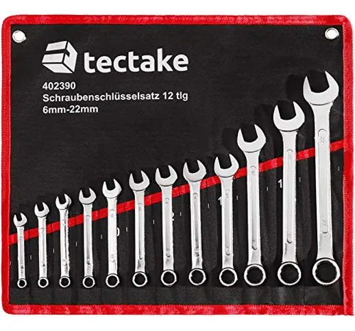 TecTake Set chiavi combinate 12 pezzi acciaio carbonio 6-22 mm - disponibile in diversi co...