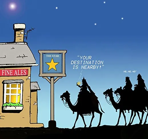 Twizler, biglietto di auguri di Buon Natale con Re Magi, cammelli, stella e pub. Prodotto...