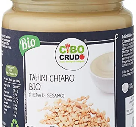 Tahini Chiaro di Semi di Sesamo Neutri BIO - 250 g - Integrale al 100%, Senza Glutine, Sal...