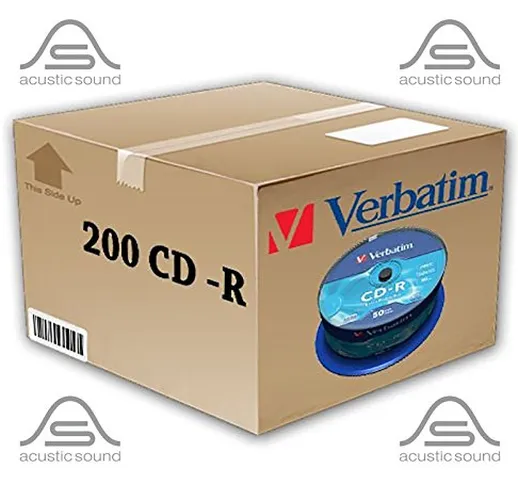 200 CD -R VERGINI VUOTI 100% VERBATIM 52X 700MB PER AUDIO DATI EXTRA PROTECTION