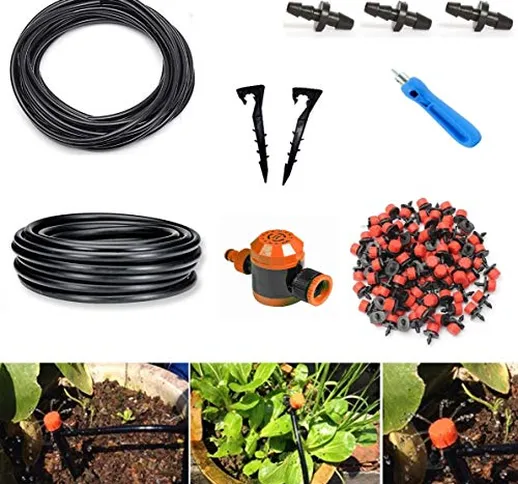 Kit di Micro Irrigazione A Goccia per Orto Giardino Vasi Aiuole Serre| Irrigazione Automat...