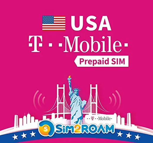 SIM2ROAM USA Sim Card (T mobile sim). Internet alta velocita’ illimitato 4G LTE Internet |...
