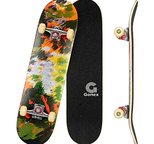 Gonex 31 x 8''Skateboard Completo Double Kick Concave Skateboard,Skateboard in Acero a 9 S...