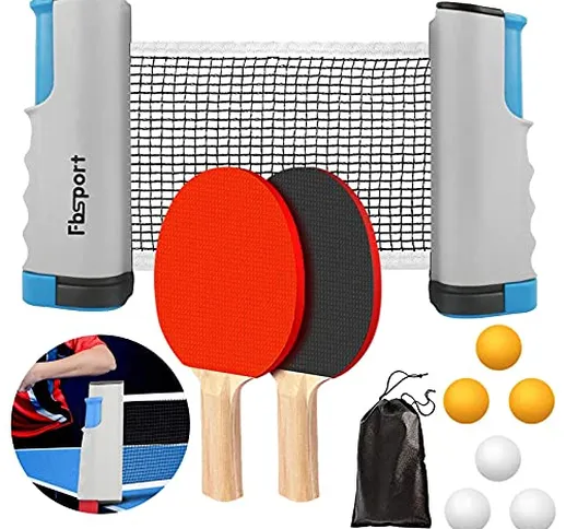 Set da Ping Pong, Ping Pong Set da Tavolo Professionale con Regolabile Rete, 2 Racchette,...