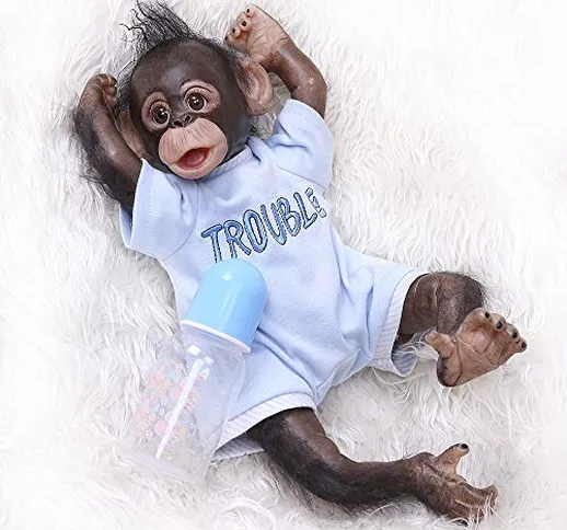 iCradle Bambole di Scimmie 16 Pollici Reborn Baby Chimpanzee Handmade 40Cm Real Life Soft...