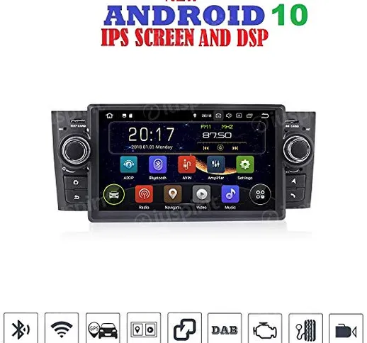 ANDROID 10 GPS USB SD WI-FI Bluetooth MirroLink autoradio navigatore compatibile con Fiat...