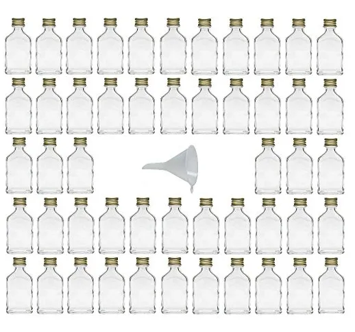 Viva Haushaltswaren – 50 – Mini Bottiglie di Vetro 20 ml con Tappo a Vite con Imbuto del D...