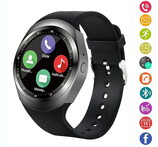 Smart Watch, IDEALBY Rotondo Android Bluetooth Smartwatch Touch Screen Orologio con slot p...