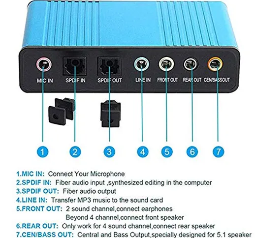 Mig Scheda Audio Esterna a 6 canali Audio Surround 5.1/7.1 Surround USB 2.0 Adattatore Sch...