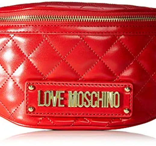 Love Moschino Borsa Quilted Nappa Pu, Borsetta da Polso Donna, Rosso (Rosso), 17x7x32 cm (...