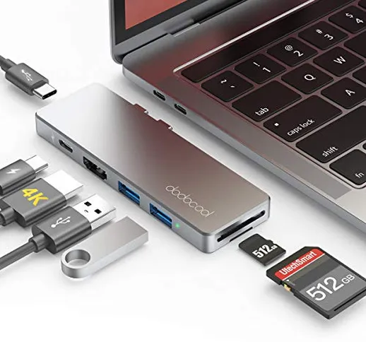 dodocool Hub USB C, 7-in-1 Adattatore Mac Air/PRO 13"/15"/16", con HDMI 4K, Thunderbolt 3...