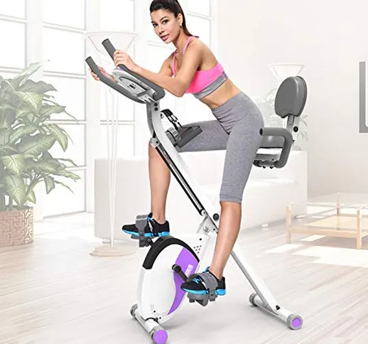 Cyclette da Casa Pieghevole con Schienale Spin Bike Bici da Spinning 20kg Volano Cyclette...