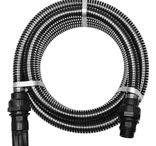 vidaXL Tubo di Aspirazione con Connettori 7 m 22 mm Nero Irrigazione Filtro