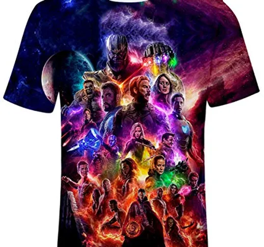 HUASON Uomo Realm Marvel Avengers TShirt Endgame Superhero Quantum Battaglia 3D Stampa Man...