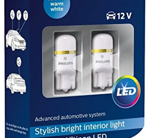 Philips 127994000KX2 X-treme Vision LED T10 4000K CeraLight, Diffusione Uniforme della Luc...