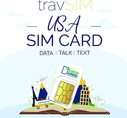 travSIM - USA SIM Card (Lycamobile Scheda SIM) per 60 Giorni Validi - 5GB 3G 4G LTE Dati M...