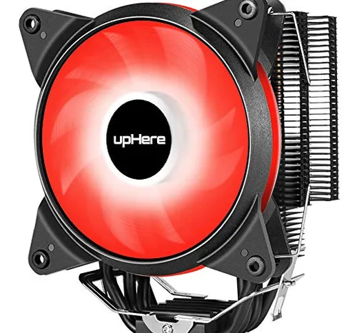 upHere 4 Heatpipes Ventola per CPU con Ventola da 120mm PWM,LED Rosso-AC12RD