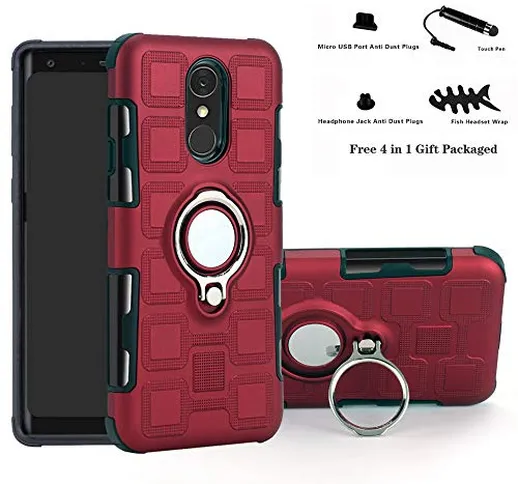 Labanema LG Q7 / Q7 Plus / Q7 Alpha Custodia, Cavalletto con Anello in Metallo,360°Rotazio...