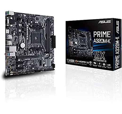 ASUS PRIME A320M-K Scheda Madre, AMD AM4 (Ryzen gen 1 e 2) uATX, DDR4 3200 MHz, 32 GB/s M....