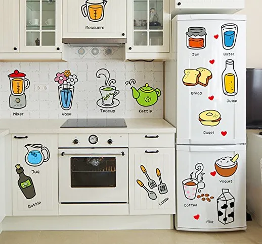 Topgrowth Adesivi Da Cucina Stickers Murali Frigorifero Cibo Wall Stickers Adesivi da Pare...