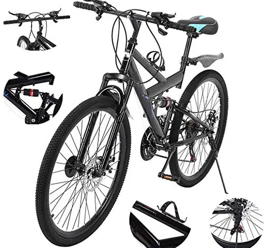 HFM Mountain Bike, Mountain Bike, 26 Pollici Mountain Bike Freno a Doppio Disco 21 velocit...