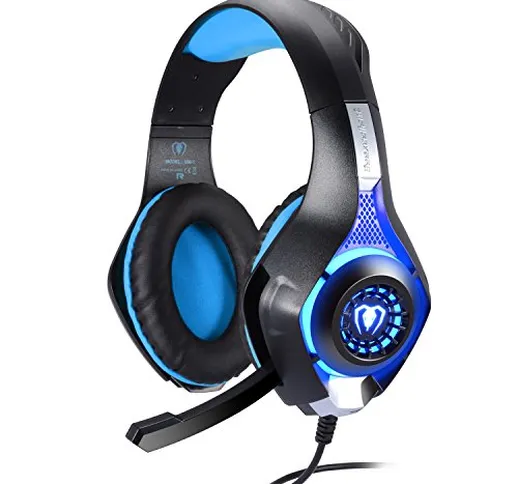 Samoleus Cuffie Gaming per PS4, Gaming Headset Cuffie con Microfono, 3.5mm LED Stereo Surr...