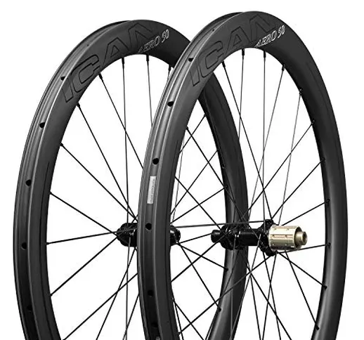 Ruote in carbonio AERO 50 disco bici da strada ruote 50mm clincher tubeless ready disco fr...