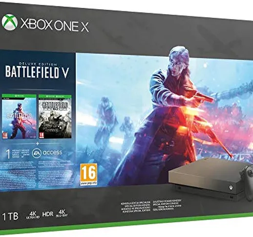 Xbox One X Edition Speciale Gold Rush 1Tb + Battlefield V - Essentials