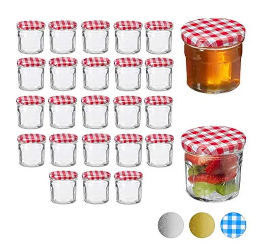 Relaxdays Set da 25 Barattoli per Conserve, Tappo a Vite, Contenitore Ermetico, per Confet...