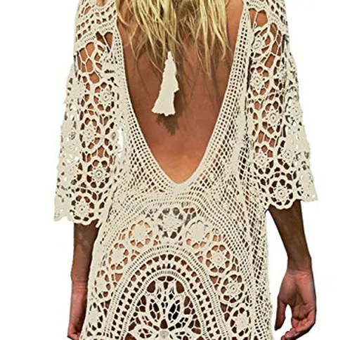 EDOTON Costumi Interi da Bagno per Donna, Costume da Bagno Bikini in Crochet con Pizzo Ape...