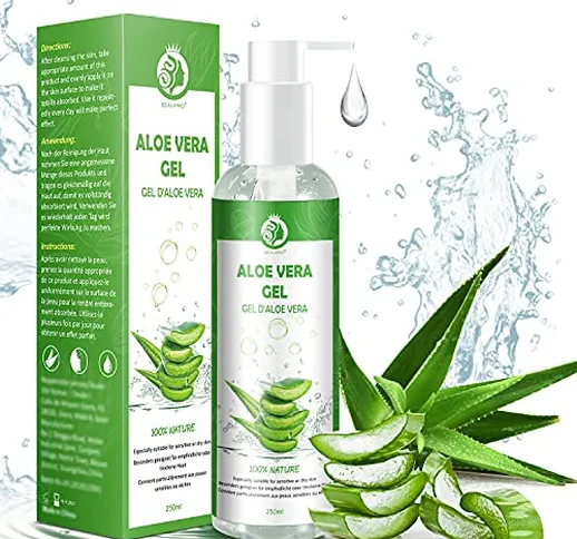 Aloe Vera Gel Puro 100% Gel Aloe Vera - Gel di Aloe Vera Naturale per Viso, Corpo, Mani e...