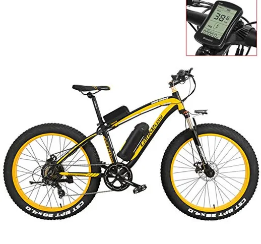 LANKELEISI XF4000 Mountain Bike elettrica da 26 Pollici, 4.0 Pneumatici Grassi, Bici da Ne...