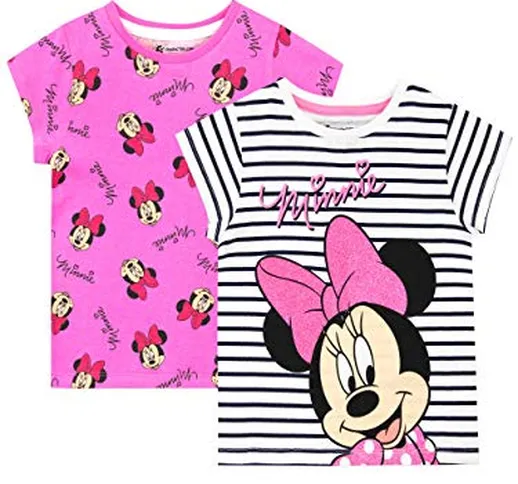 Disney Maglietta Maniche Corta per Ragazze Topolina Minnie Mouse Confezione da 2 Multicolo...