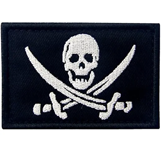 Bandiera Pirata Tattico Emblema Militare Morale con Fissaggio Chiusura a uncino e asola Ri...